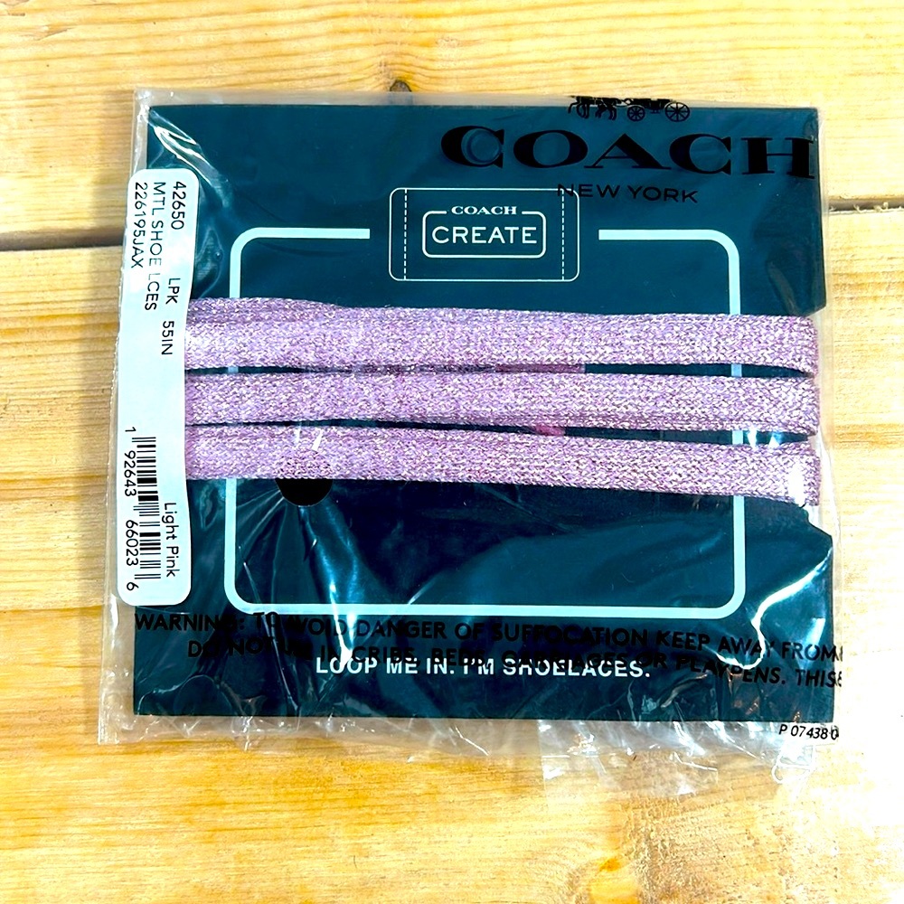 Coach Pink Glitter Shoelaces New